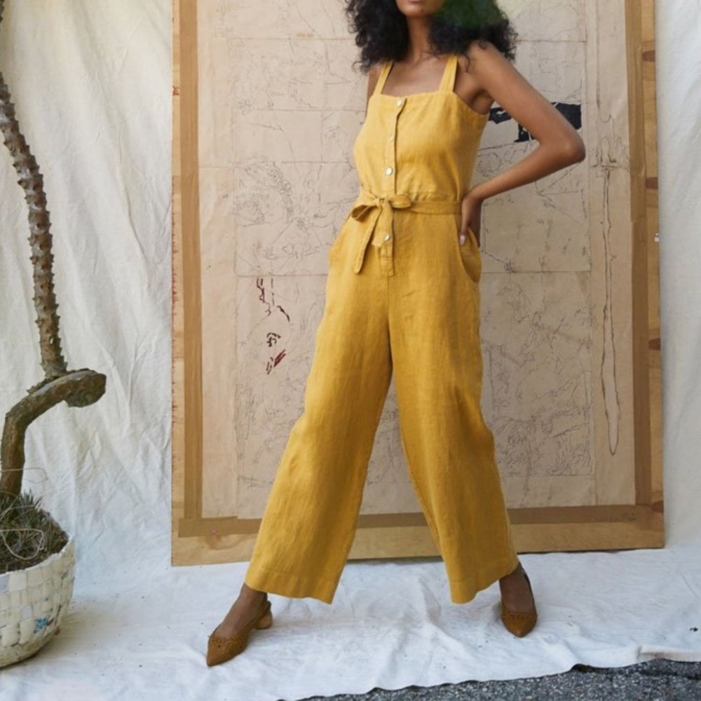 SUGAR CANDY MOUNTAIN ORCHID JUMPSUIT in MUSTARD Size S